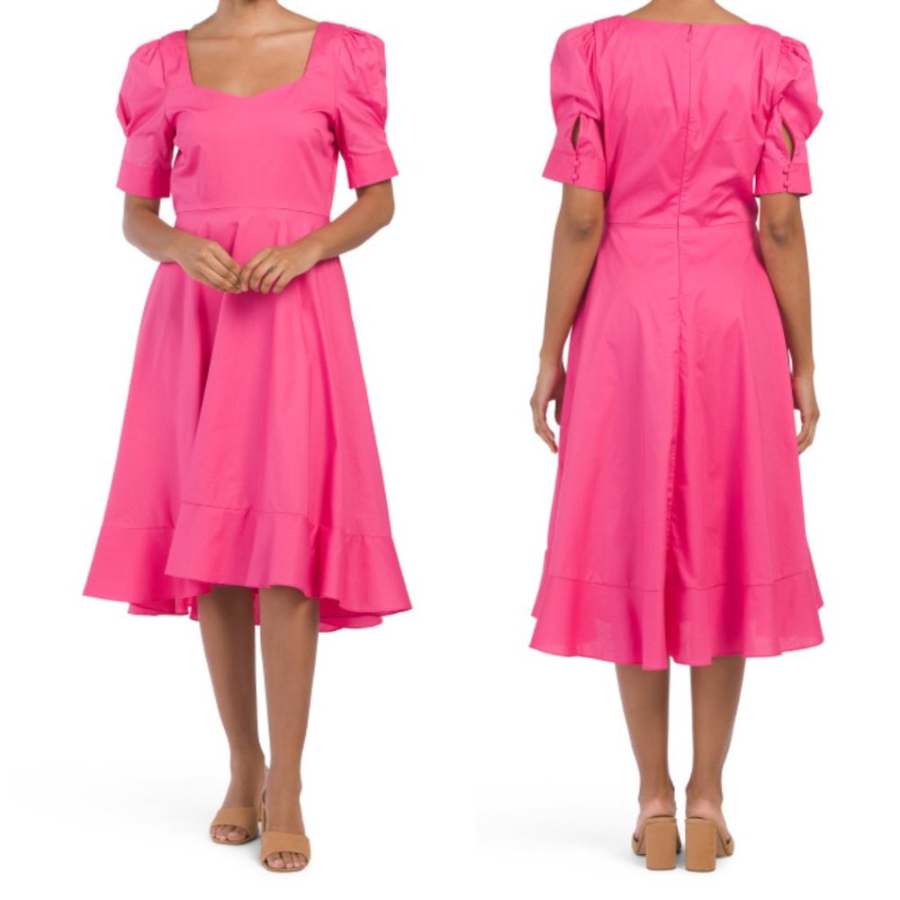 LIKE NEW! BCBGeneration Pink Sweetheart Neck Puff Shoulder Dress 10